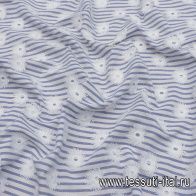 Лен филькупе (н) белая вышивка на сине-белой полоске - итальянские ткани Тессутидея арт. 16-0828