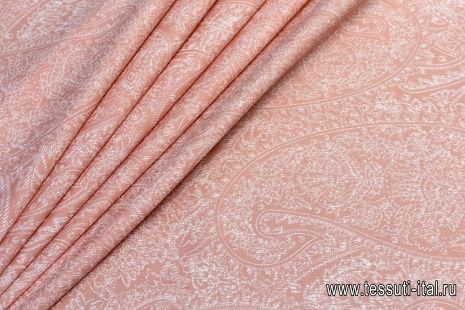 Сорочечная (н) белый мелкий орнамент на розово-бежевом - итальянские ткани Тессутидея арт. 01-5208