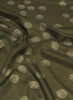 Батист (н) ракушки с напылением на хаки - в интернет-магазине тканей Тессутидея арт. 01-7240