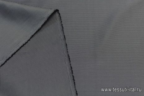Подкладочная стрейч (н) черно-серая полоска - итальянские ткани Тессутидея арт. 07-1212
