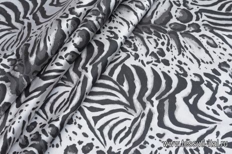 Жаккард (н) серо-черный принт - итальянские ткани Тессутидея арт. 03-6761