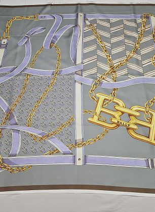 Шелк купон-платок 90*90см желто-сиреневые цепи и ремни - в интернет-магазине тканей Тессутидея арт. F-6033