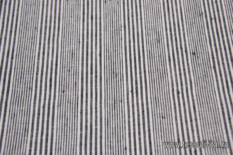 Лен (н) черно-белая полоска - итальянские ткани Тессутидея арт. 16-0622