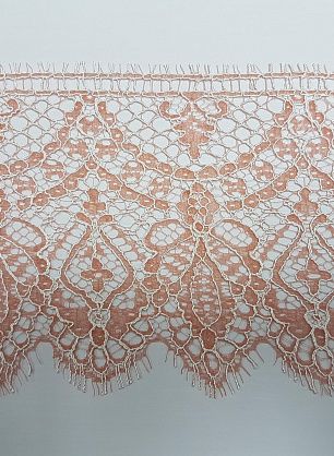 Кружево (н) бело-коралловое ш-15см Jean Bracq - итальянские ткани Тессутидея.