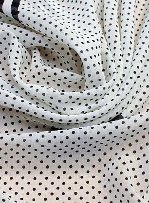 Шифон (н) черный горох и сердца на белом в стиле Moschino  - в интернет-магазине тканей Тессутидея арт. 02-8717