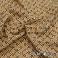 Крепдешин 95 г/м (н) бежево-коричневый орнамент - итальянские ткани Тессутидея арт. 10-3335