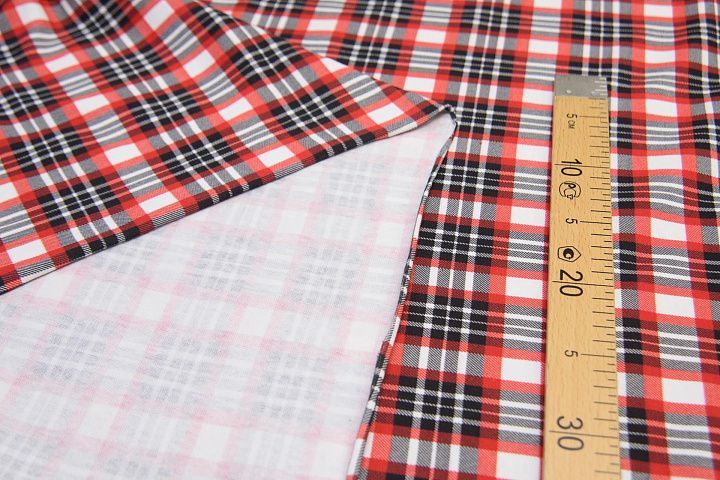 Джерси хлопок (н) красно-бело-черная клетка в стиле Burberry - итальянские ткани Тессутидея арт. 12-1017