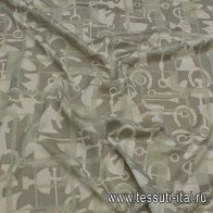 Трикотаж хлопок (н) подковы на серо-зеленой абстракции  - итальянские ткани Тессутидея арт. 12-1166