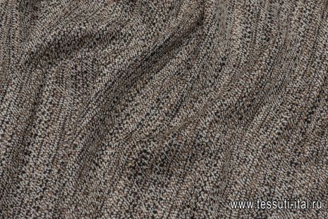 Плательная шерсть букле (н) бежево-черная - итальянские ткани Тессутидея арт. 17-1018