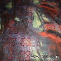 Плащевая (н) красно-желто-сиреневый орнамент - итальянские ткани Тессутидея арт. 11-0308
