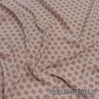 Крепдешин (н) коричневый геометрический рисунок на светлом антико - итальянские ткани Тессутидея арт. 10-2453
