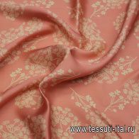 Шармюз (н) бежевый растительный рисунок на розовом - итальянские ткани Тессутидея арт. 10-3423