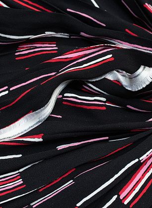 Деталь плиссе 40*140см (н) красно-бело-розовые стилизованные полосы на черном  - в интернет-магазине тканей Тессутидея арт. 04-1218