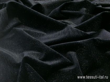 Бархат с люрексом (о) темно-синий с серебром - итальянские ткани Тессутидея арт. 03-4899