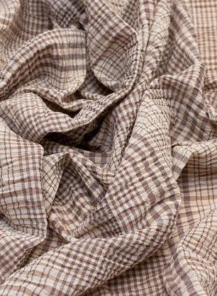 Сорочечная крэш (н) бежево-коричневая клетка - в интернет-магазине тканей Тессутидея арт. 01-5272