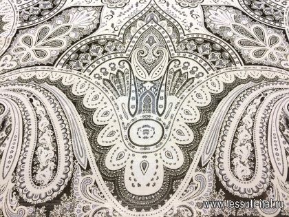Шифон купон (1,5м) черно-белый орнамент - итальянские ткани Тессутидея арт. 02-7212