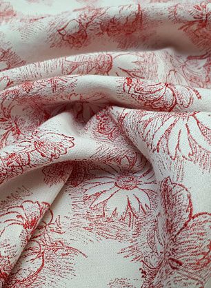 Жаккард (н) красный цветочный орнамент на молочном - в интернет-магазине тканей Тессутидея арт. 03-5676