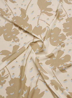 Плательная вискоза (н) бежево-голубая абрстракция на молочном - в интернет-магазине тканей Тессутидея арт. 04-1746