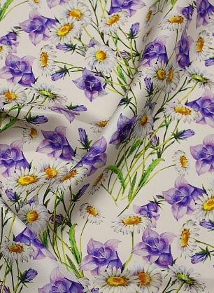 Шелк твил (н) цветочный рисунок на белом - в интернет-магазине тканей Тессутидея арт. 10-3802