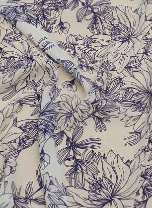 Маркизет (н) синий цветочный рисунок на белом - в интернет-магазине тканей Тессутидея арт. 10-3435