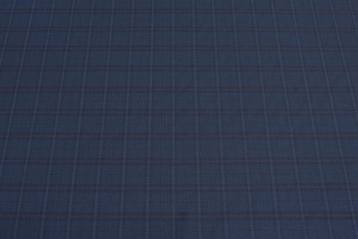 Костюмная (н) сине-черная клетка с красной полоской по кромке - итальянские ткани Тессутидея арт. 05-4102