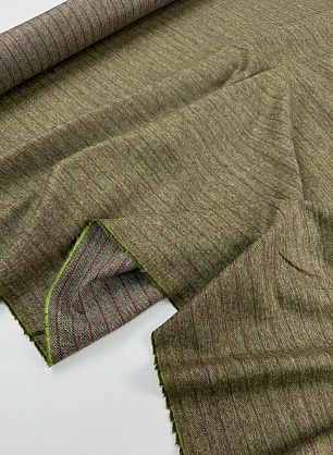 Костюмная фланель ангора с шерстью (н) бордовая полоска на салатовом - в интернет-магазине тканей Тессутидея арт. 05-5367