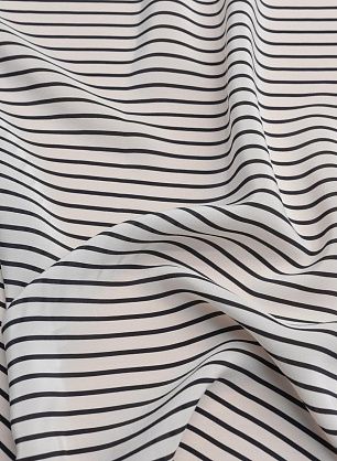 Крепдешин (н) черно-белая полоска - в интернет-магазине тканей Тессутидея арт. 10-2643