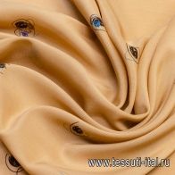 Плательная (н) коричнево-голубой орнамент на бежевом - итальянские ткани Тессутидея арт. 03-5667