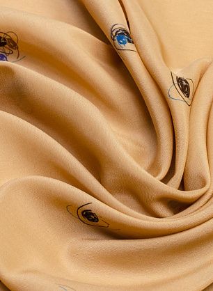 Плательная (н) коричнево-голубой орнамент на бежевом - в интернет-магазине тканей Тессутидея арт. 03-5667