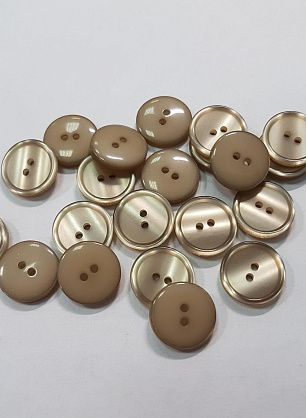 Пуговица пластик 2 прокола d-15мм бежевая - итальянские ткани Тессутидея F-5313