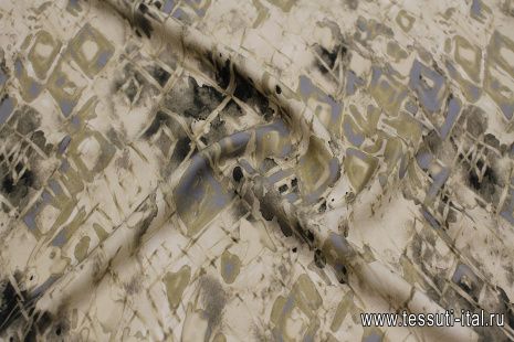 Плательная купра (н) серо-бежевая абстракция - итальянские ткани Тессутидея арт. 04-1658