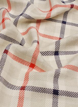 Лен с хлопком костюмный (н) красно-сине молочная клетка - в интернет-магазине тканей Тессутидея арт. 16-0892