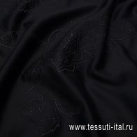 Пальтовая с вышивкой (о) черная - итальянские ткани Тессутидея арт. 09-1489
