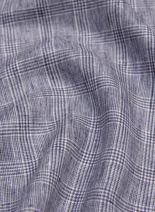 Лен (н) бело-фиолетовая стилизованная клетка - в интернет-магазине тканей Тессутидея арт. 16-0621