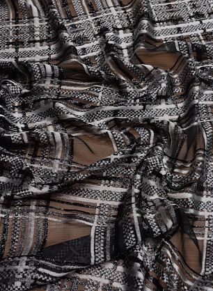 Панбархат с люрексом (н) черно-белая стилизованная клетка - в интернет-магазине тканей Тессутидея арт. 10-2934