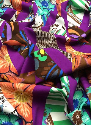 Джерси вискоза купон (0,8м) (н) цветочный орнамент на белом - в интернет-магазине тканей Тессутидея арт. 14-1511