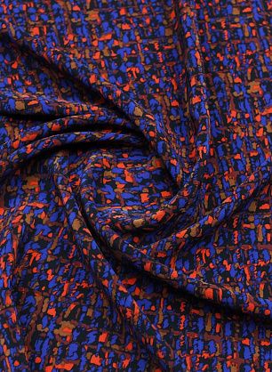 Крепдешин (н) сине-красно-коричневый рисунок - в интернет-магазине тканей Тессутидея арт. 10-4147