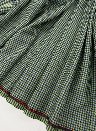 Костюмная шерсть (н) сине-зеленая гусиная лапка на салатовом - в интернет-магазине тканей Тессутидея арт. 05-5355