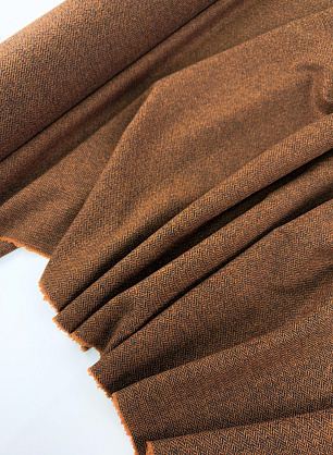 Костюмная шерсть+полиамид (о) черно-терракотовая елочка - в интернет-магазине тканей Тессутидея арт. 05-5346