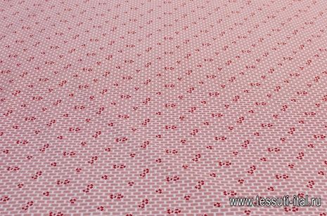Хлопок (н) красный цветочно-геометрический орнамент на белом - итальянские ткани Тессутидея арт. 01-4906