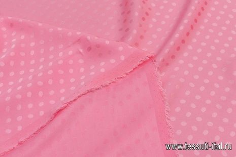 Шелк дама (о) розовый горох на розовом - итальянские ткани Тессутидея арт. 10-2425