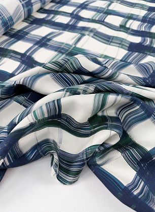 Шелк твил (н) сине-зеленая стилизованная клетка - в интернет-магазине тканей Тессутидея арт. 10-4729