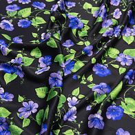 Шелк атлас (н) цветочный рисунок на черном в стиле Balenciaga - итальянские ткани Тессутидея арт. 10-1988