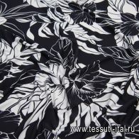 Трикотаж вискоза креп (н) крупные черно-белые цветы - итальянские ткани Тессутидея арт. 14-1704