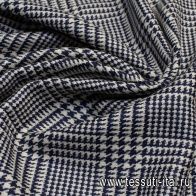 Костюмная стрейч (н) сине-белая гусиная лапка - итальянские ткани Тессутидея арт. 05-3366