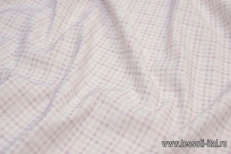 Хлопок (н) бело-фиолетовая стилизованная клетка - итальянские ткани Тессутидея арт. 01-5897