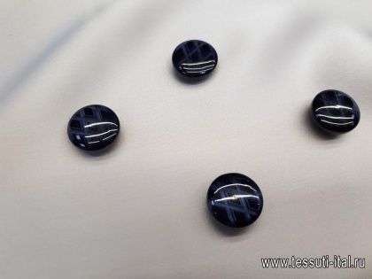 Пуговица пластик на ножке синяя в сеточку d-17мм  - итальянские ткани Тессутидея арт. F-3909