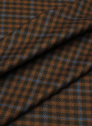 Костюмная (н) коричнево-бирюзовая стилизованная клетка - в интернет-магазине тканей Тессутидея арт. 05-4566