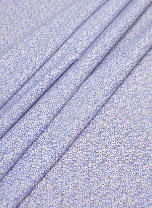 Сорочечная стрейч (н) мелкий цветочный орнамент на голубом меланже - в интернет-магазине тканей Тессутидея арт. 01-5477