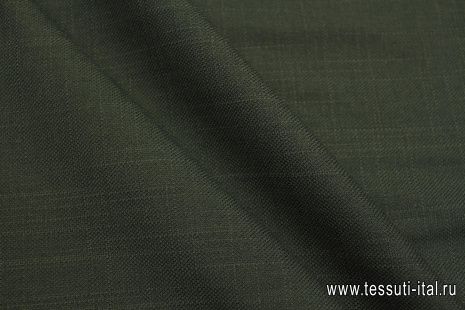 Костюмная шерсть+полиамид (о) темное хаки - итальянские ткани Тессутидея арт. 05-5034
